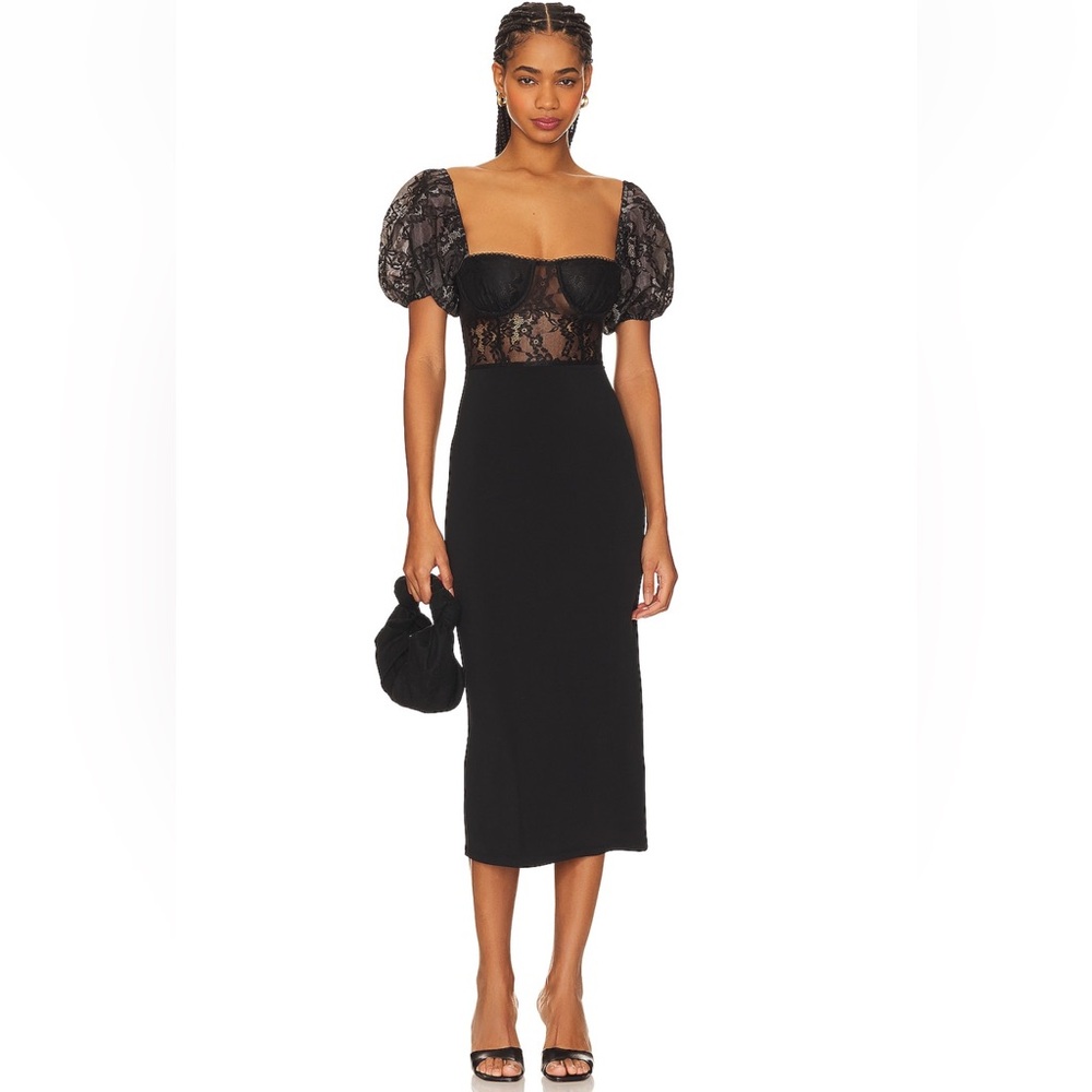 NWT WeWoreWhat Black Corset Dress